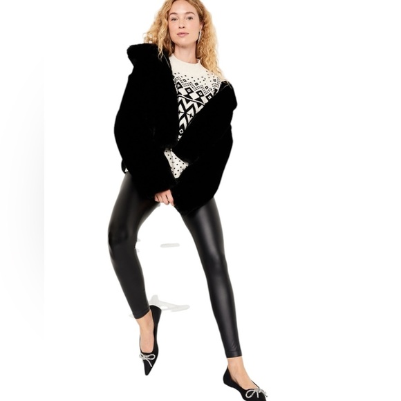 OLD NAVY Women’s HIGH WAISTED STEVIE FAUX LEATHER BLACK PANTS LEGGINGS  3X - Picture 1 of 9